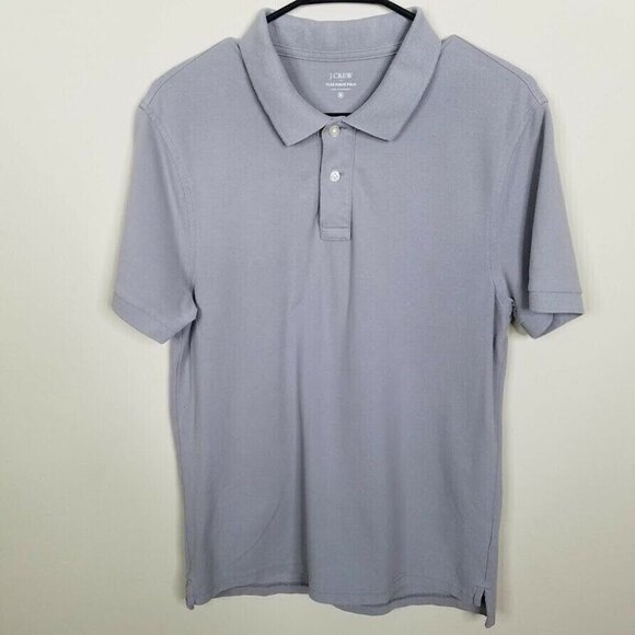 J Crew Mens Flex Pique Polo Shirt Size Medium Gray Regular Fit Short Sleeve - Picture 1 of 6